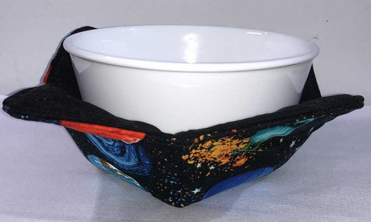 Planets Space Microwavable Bowl Cozy, Soup Bowl Cozy, Bowl Pot Holder, Hot Pad, Reversible