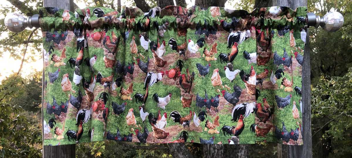 Rooster Green Valance Chicken Farm Farmhouse Farmer Country Curtain Topper Ready to Ship