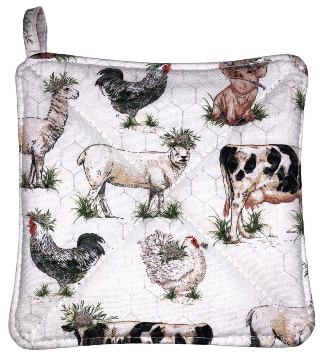 Farm Animal Kitchen Pot Holder Cow Rooster Pig Farmhouse Hot Pad Quilted Potholder