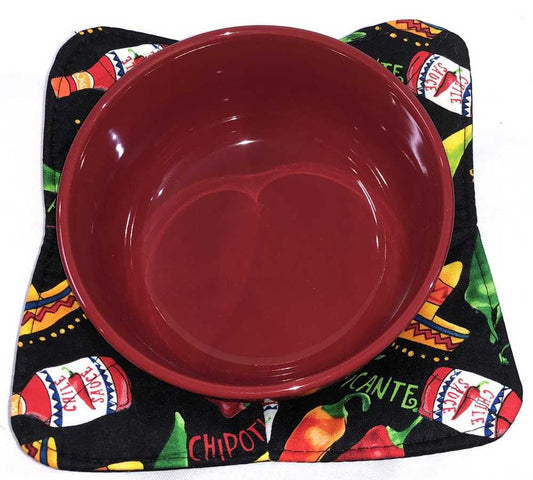 Pasta Chef / Peppers / Chips n Dip Microwavable Bowl Cozy, Soup Bowl Cozy, Bowl Pot Holder, Hot Pad, Reversible - Choose Print