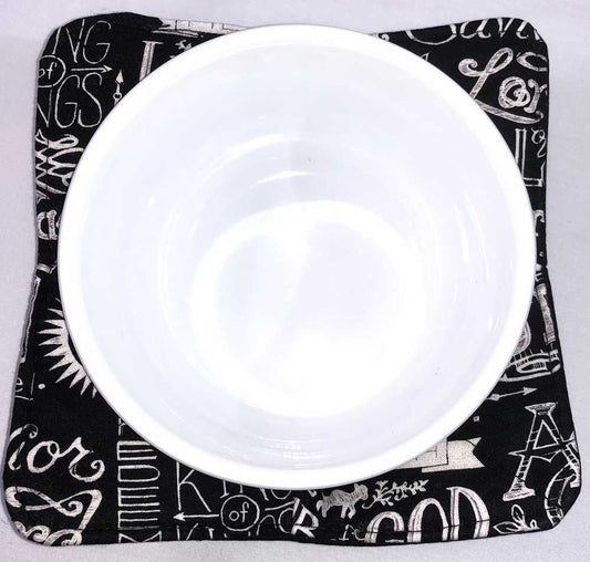 King of Kings Microwavable Bowl Cozy, Soup Bowl Cozy, Bowl Pot Holder, Hot Pad, Reversible to Solid Black