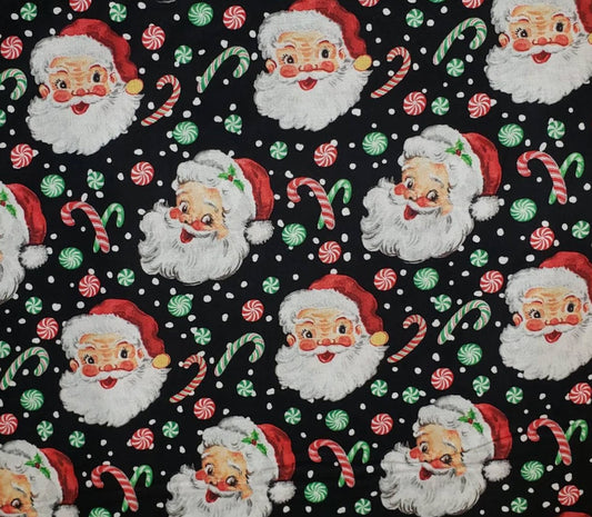 Santa Claus Peppermint Candy Canes Red White Black Kitchen Bath Party Curtain Valance