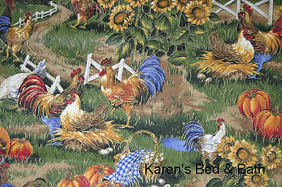 Rooster Chicken Barnyard Eggs Pumpkin Sunflower RV Camper Kitchen Bath Country Handcrafted Valance