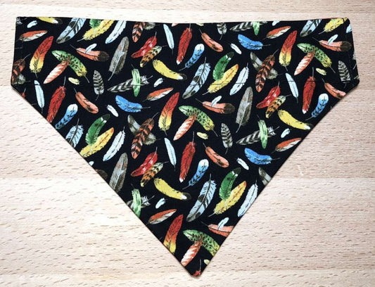 Colorful Tribal Bird Feather Dog Bandana Paw Print Reversible Neckerchief PERSONALIZED Cat Dog Bandana Neckwear