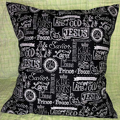 Christian King of Kings Pillow Cover Black and White Religious Pillow Jesus Bible B&W Handcrafted Cotton Pillow Cover Sham