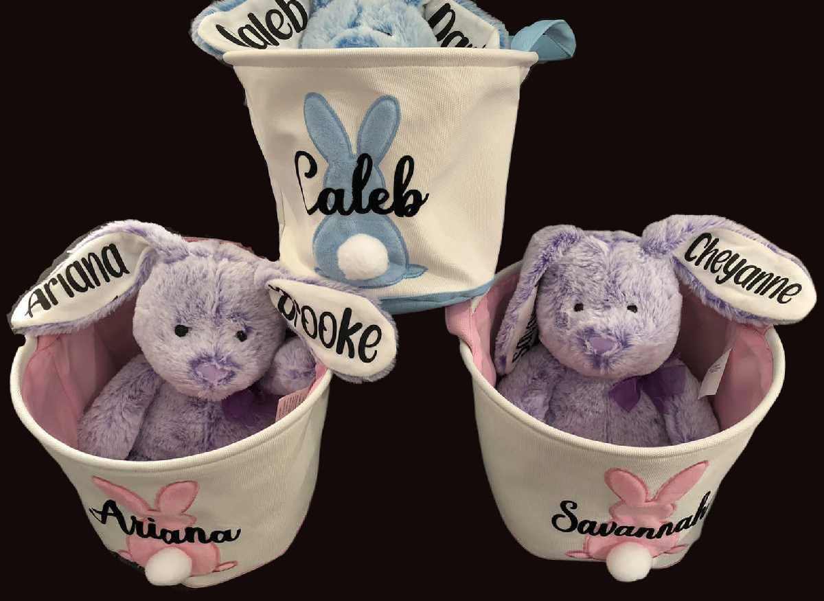Easter Bunny Personalized Soft Plush Rabbit Animal Snuggle Toy Companion - Choose Color - Blue, Purple, Cream/Tan