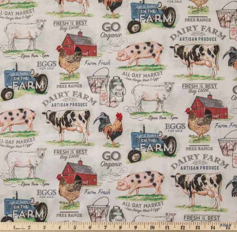 Country Farmhouse Kitchen Valance Dairy Farm Barn Animal Cow Chicken Rooster Pig Curtain Window Treatment Topper Valance, Tier Panel, Pillow Cover &/OR Drapes