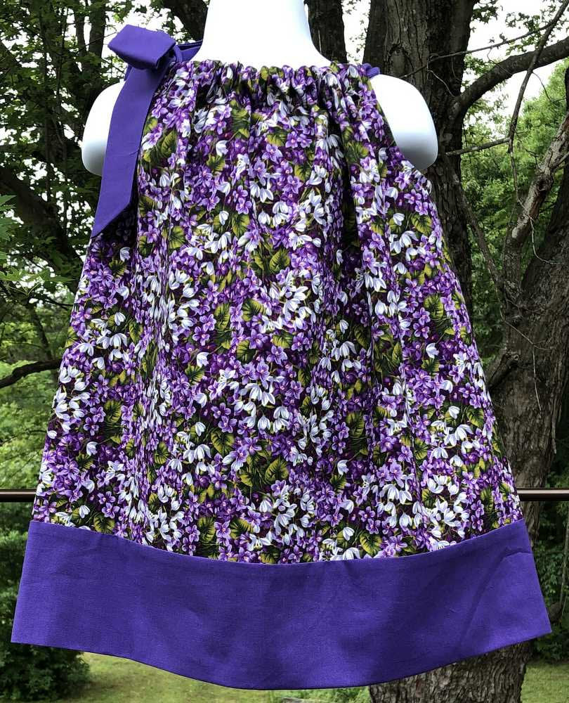 Lilac Purple Floral Sundress Lilac Flowers Summer Dress Floral Garden Dress Sizes 12 Month, 2T 3T 4T 5 6 7 8 10 12 14 18" Doll Dress