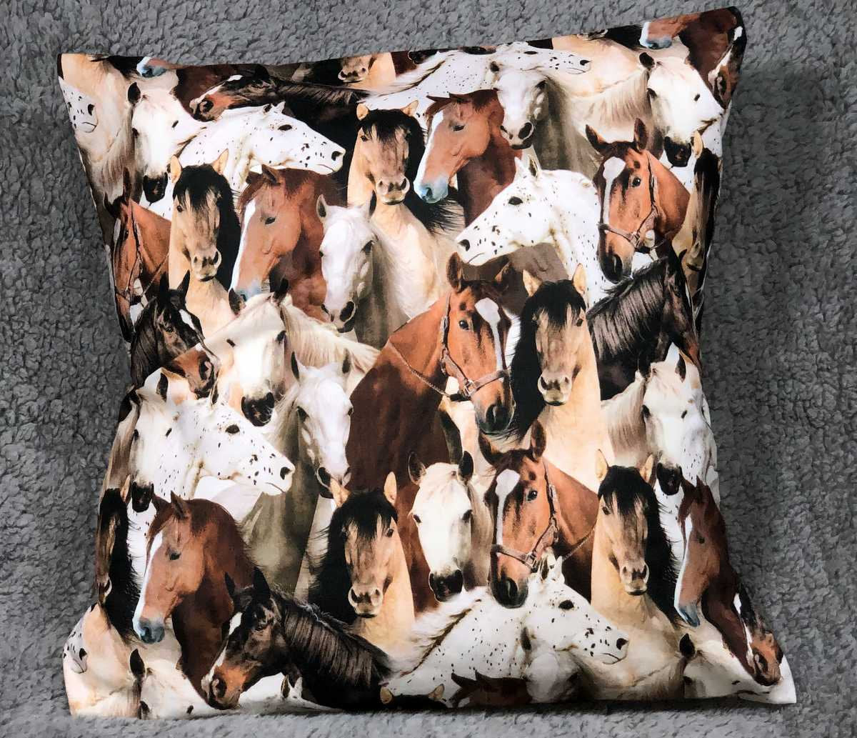 Cowboy Horse Equine Pony Pillow Cover, Ponies Horses Cowboy Camper Sofa Accent Pillow Sham, Farmhouse Pillow Cover, Handcrafted Pillow Cover