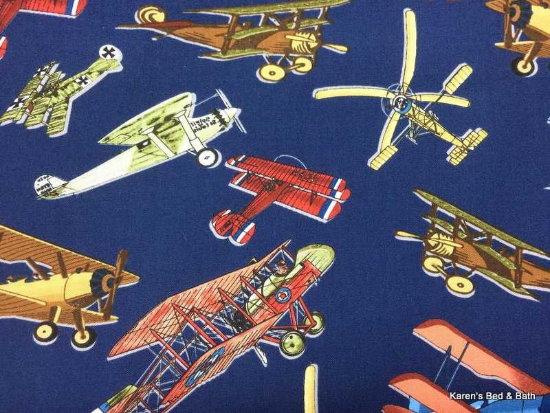 Vintage Airplane Plane Aircraft Aviation on Navy Blue Curtain Valance NEW