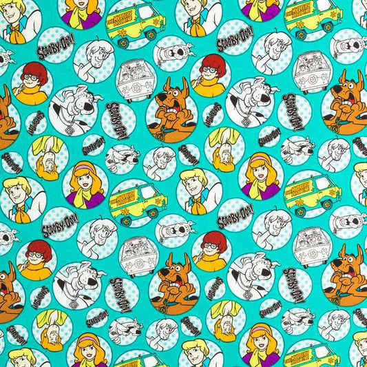 Scooby Doo Dog Retro Kids Boy Character Teal Cotton Fabric By the Yard HY t6/38