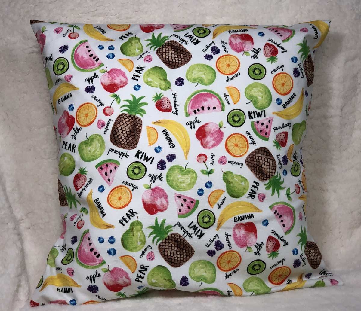 Rainbow Fruit Island Beach Fruit Food Pillow Cover, Sofa Accent Pillow Sham, Farmhouse Pillow Cover, Handcrafted Removable Pillow Cover