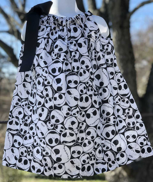 Nightmare Before Christmas Dress Packed Jack Faces Black White Gothic Birthday Party Girl Pillowcase Dress 12m 2T 3T 4T 5 6 7 8 10 12 14