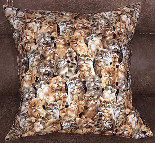 Cats All Over Pillow Cover Feline Kitten Kitty Accent Pillow Sham Farmhouse Handcrafted Pillow Cover Sham