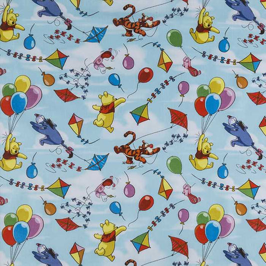 Winnie The Pooh Tigger Balloon Kite Blue Sky Cotton Fabric BTY Half Yard t5/24