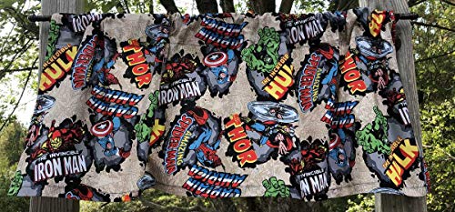 Super Hero Characters Comic Heroes Villian Fighter Spiderman Captain America Hulk Thor Ironman Boys Window Curtain Valance