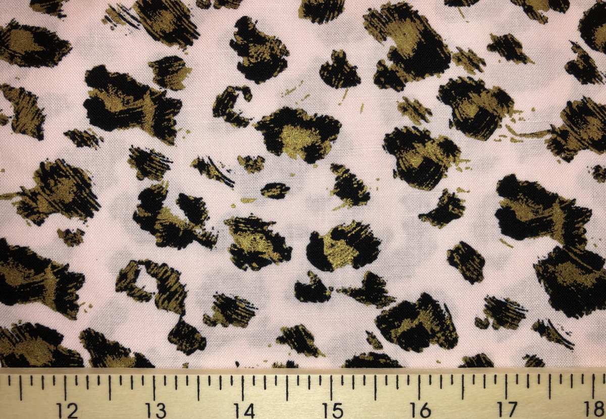 Gold Black Leopard Spot Fabric Wildlife Leopard Spots on Light Pink Quilting Fabric By the Yard HY FQ a4/26
