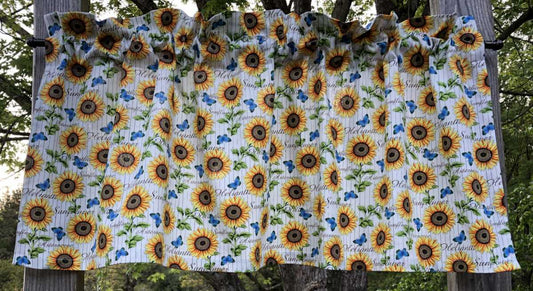 Sunflower Valance Sunflowers Butterflies Nature Cotton Duck Window Curtain Valance