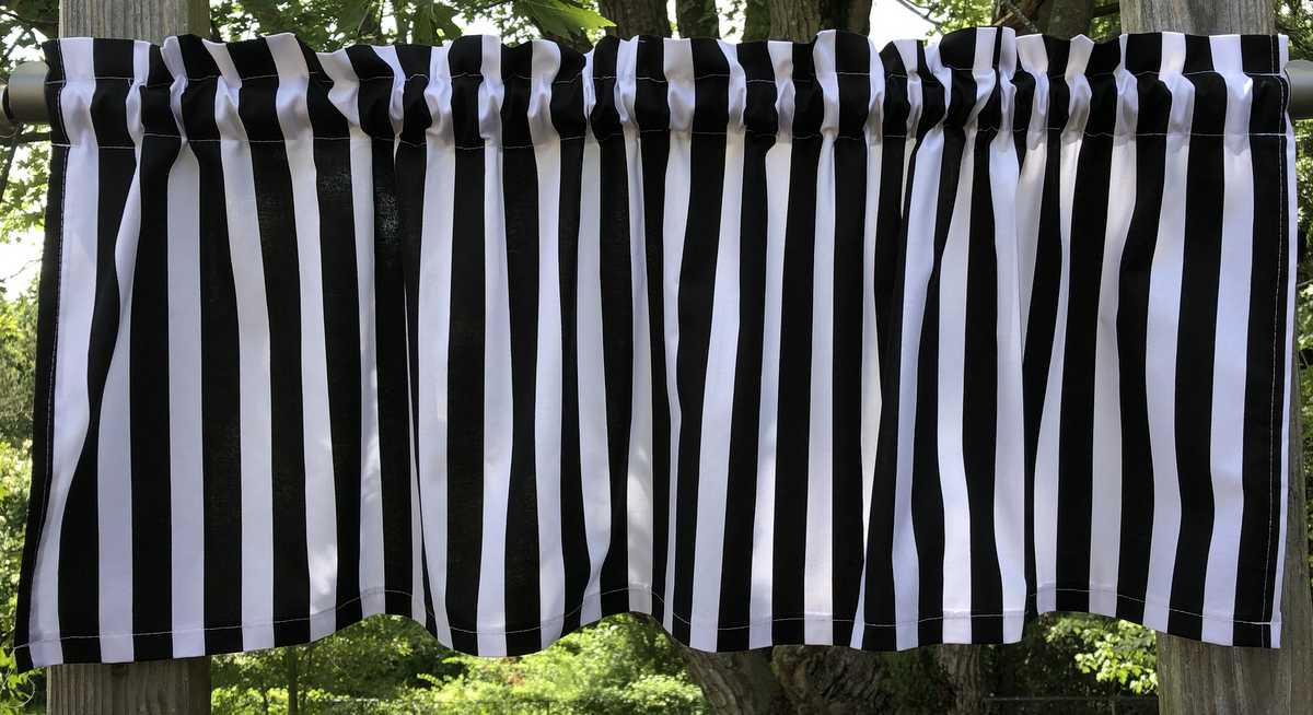 Black & White Stripes 7/8 Inch Awning Striped Kitchen Handcrafted Valance a3/9