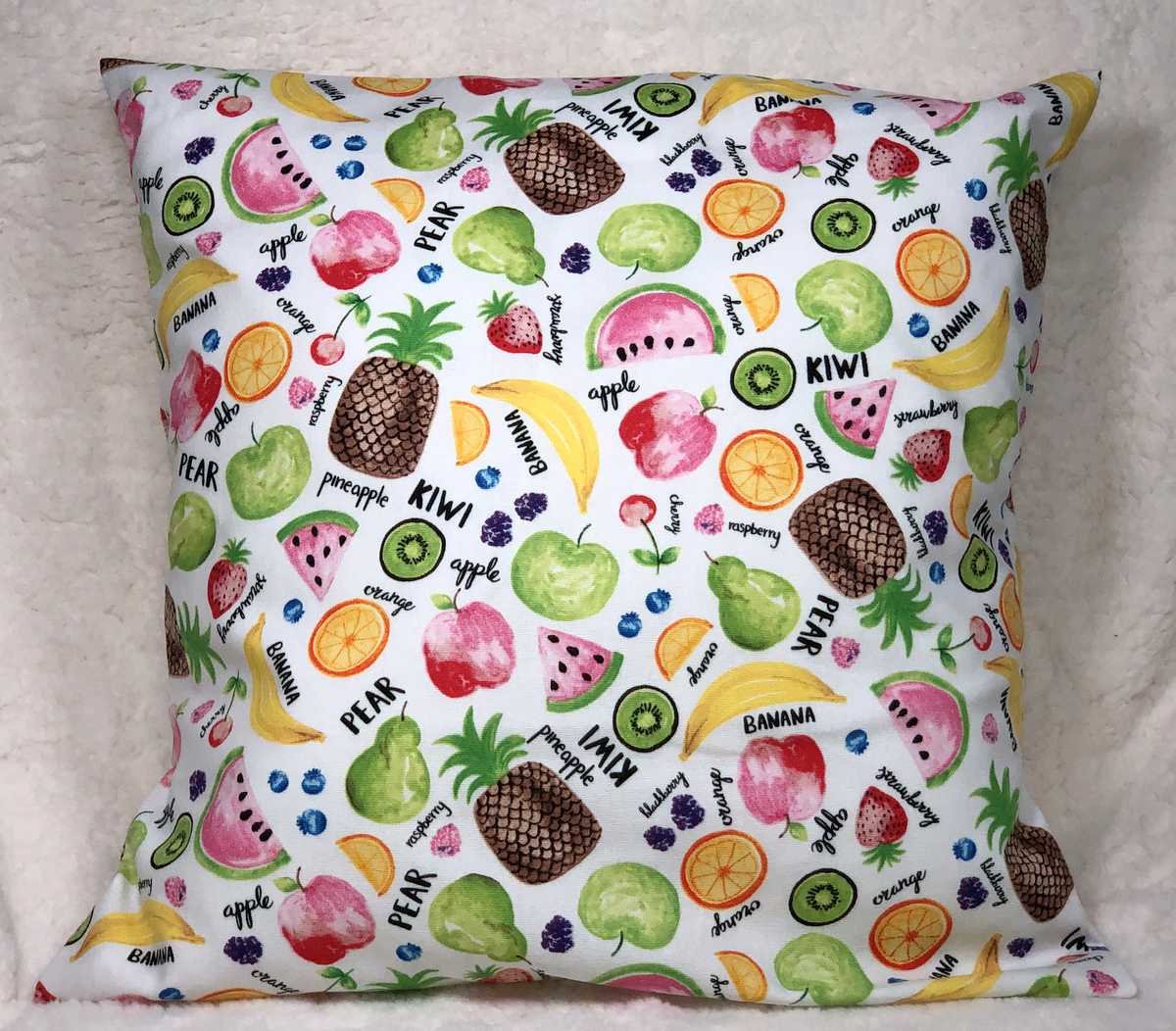 Rainbow Fruit Island Beach Fruit Food Pillow Cover, Sofa Accent Pillow Sham, Farmhouse Pillow Cover, Handcrafted Removable Pillow Cover