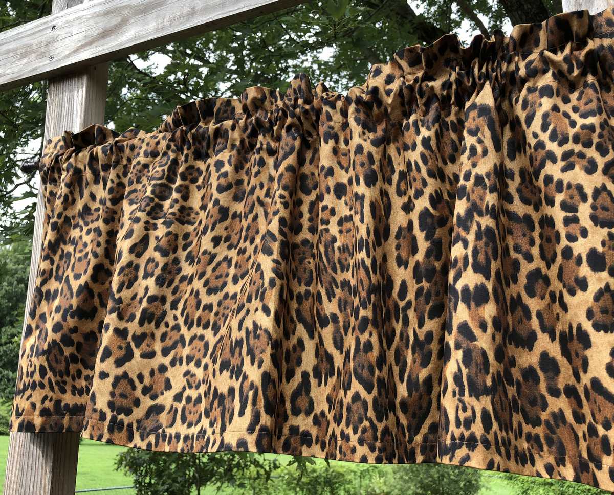 Cheetah Jaguar Big Cat Animal Skin Print Safari Wildlife Jungle Brown Handcrafted Curtain Valance