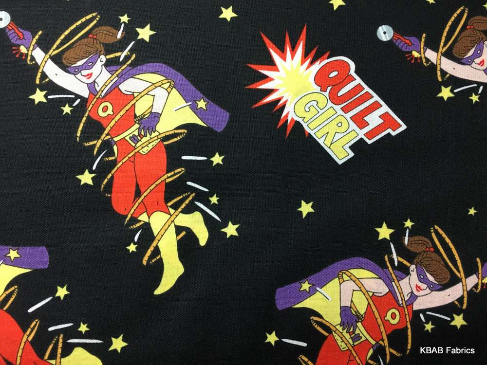 Quilt Girl in the Charity Quilt Crisis Super Hero Fabric By the Yard / Half Yard Superhero Sewing Comic Cotton Quilting Fabric