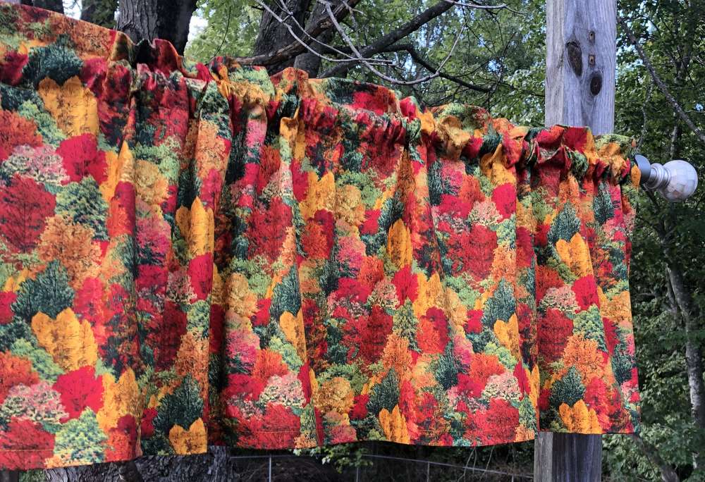 Pretty Autumn Landscape Trees Fall Mountain Colors Handcrafted Curtain Valance
