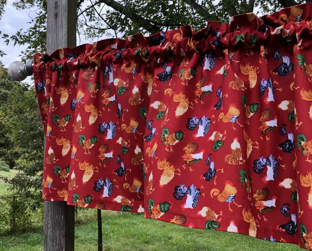Curtains Roosters Chicken Valance Barnyard Farm Rooster Country Farmhouse Curtain Valance