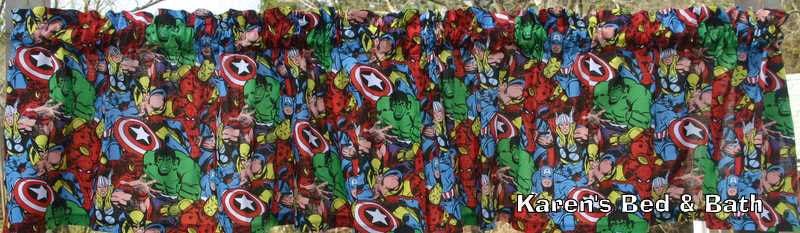 Marvel Comics Packed Comic Super Heroes Squad Hulk Spiderman Thor Captain America Curtain Valance