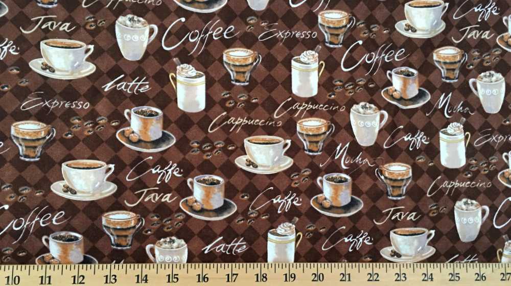 Coffee Cup Mug Espresso Mocha Java Latte Cappuccino Brown Handcrafted Valance