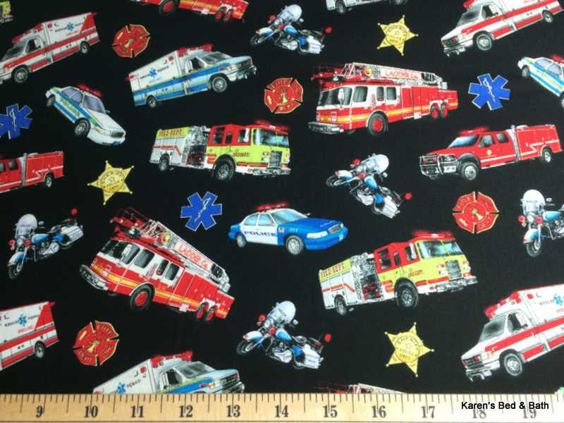 Police Firetruck Motorcycle Ambulance Rescue Fire Department Custom Sewn Valance