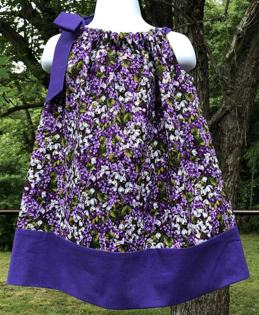 Lilac Purple Floral Sundress Lilac Flowers Summer Dress Floral Garden Dress Sizes 12 Month, 2T 3T 4T 5 6 7 8 10 12 14 18" Doll Dress