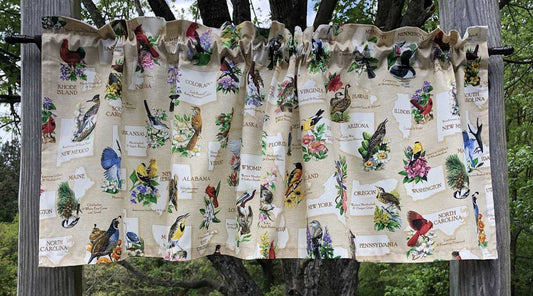 State Birds and Flowers Valance USA Beauty State Birds State Flowers Valance Floral Valance Aviary Birds Curtain Valance