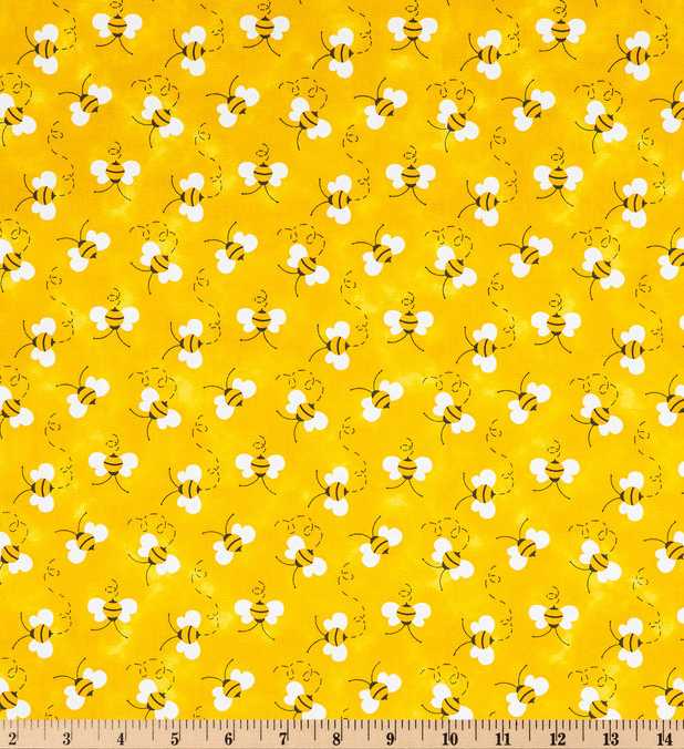 Bumble Bee Fabric By the Yard Bees Black Yellow Buzz Spring Summer Fabric w8/31