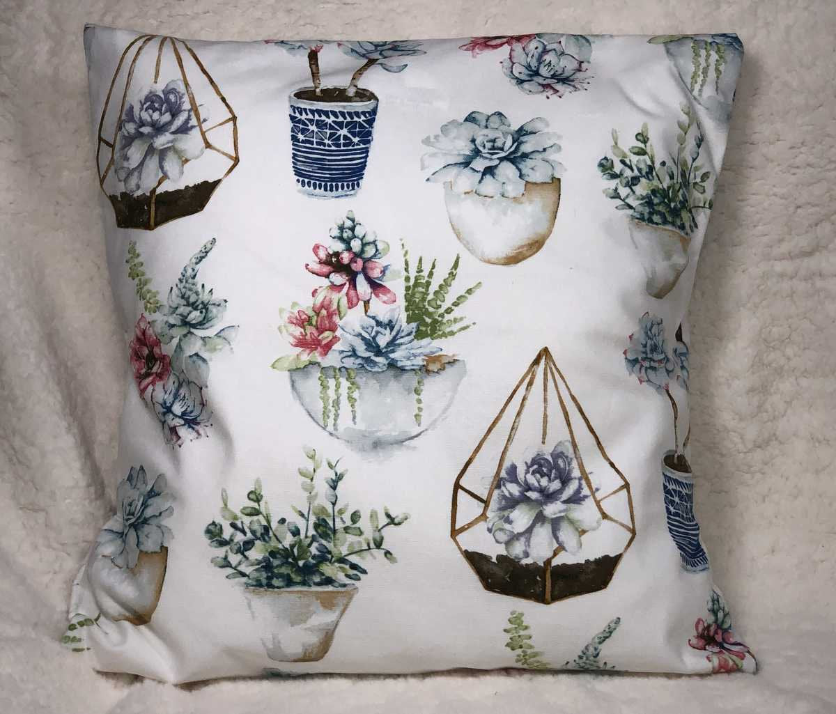 Hanging Potted Flower Plants Pillow Cover, Floral Potted Plants Sofa Accent Pillow Sham, Farmhouse Pillow Cover, Handcrafted Pillow Cover