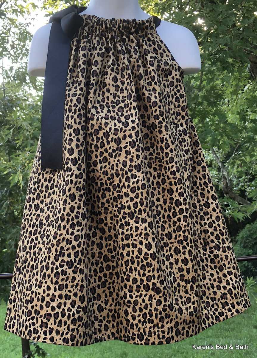 Leopard Pillowcase Dress Safari Zoo Animal Toddler Baby Girl Brown Black Sundress Pillowcase Dress