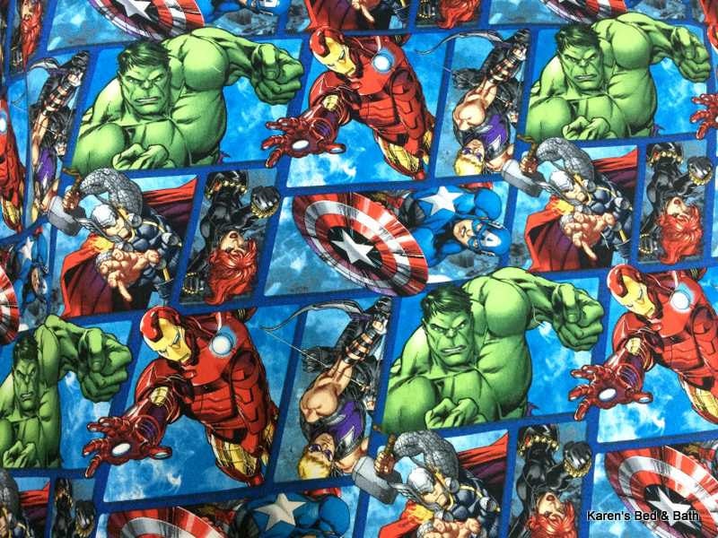 Super Hero Grid Curtain Valance Handcrafted Sewn From Marvel Comics Captain America Hulk Fabric