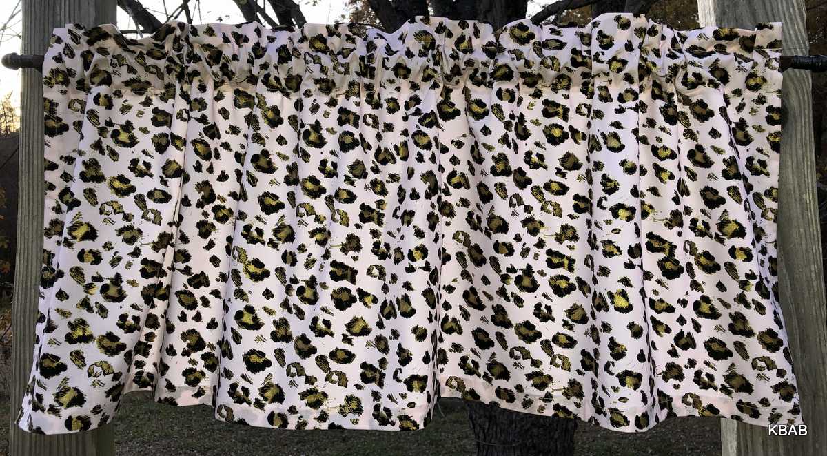Black and Gold Leopard Spots on Pink Background Safari Jungle Handcrafted Cotton Valance