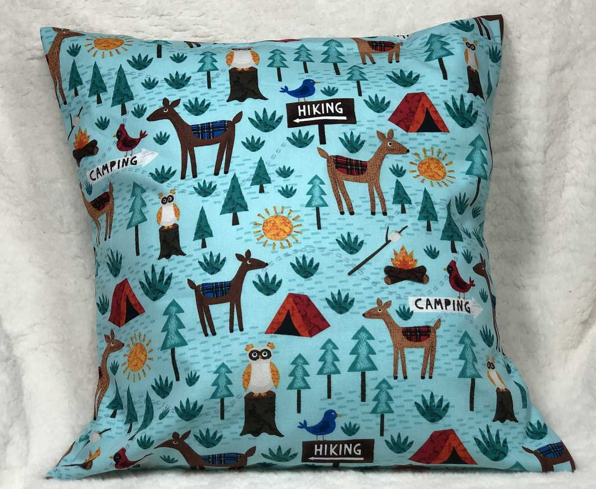Wilderness Camping Animals Birds Deer Pillow Cover, Camper Sofa Accent Pillow Sham, Farmhouse Pillow Cover, Handcrafted Pillow Cover