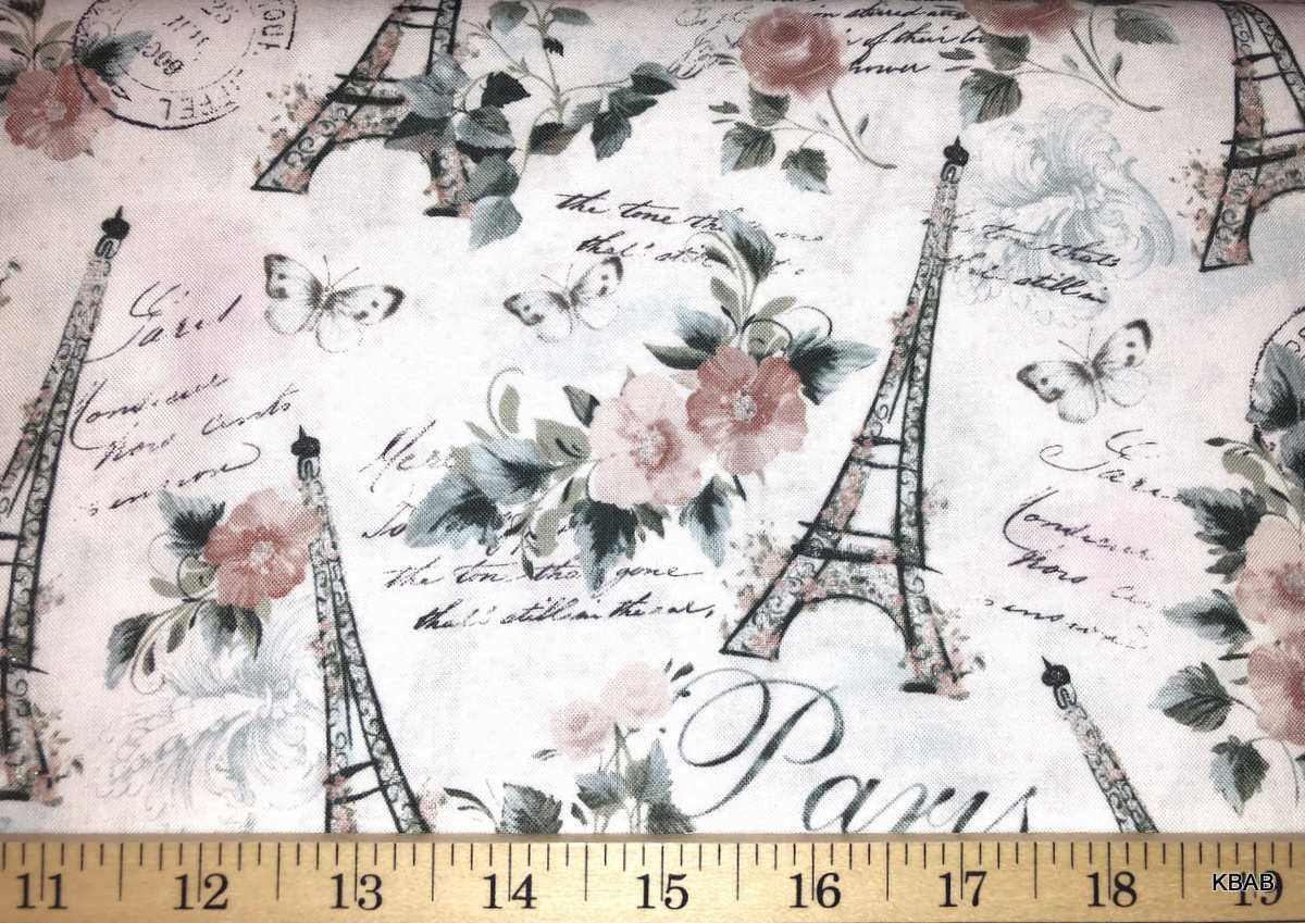 Paris Eiffel Tower Valance Pink Roses Script Text Postmark Glitter Sparkle Handcrafted Custom Sewn Curtain Valance t2/23