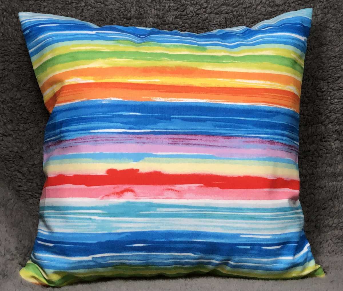 Rainbow Stripe Beach Nautical Stripe Pillow Cover, Sofa Accent Pillow Sham, Farmhouse Pillow Cover, Handcrafted Removable Pillow Cover