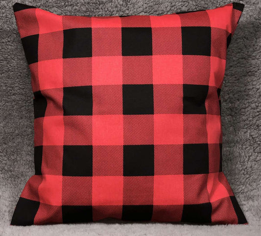 Red & Black Buffalo Check Pillow Cover, Plaid Sofa Couch Accent Pillow Sham, Farmhouse Throw Pillow Cover Handcrafted Removable Pillow Cover