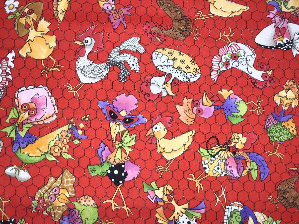 Chicken Chique Coopers Red Fabric Loralie Designs Farm Rooster Chicken Wire Fabric Loralie Harris Farmhouse Cotton Fabric