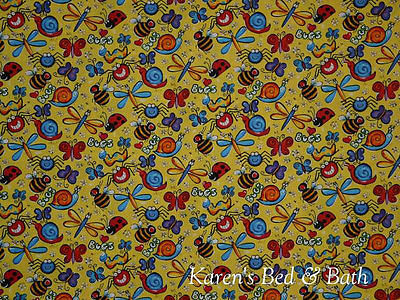 Happy Bugs Bumble Bees Insects Butterfly Daisy I Spy Cotton Quilting Fabric 3/18