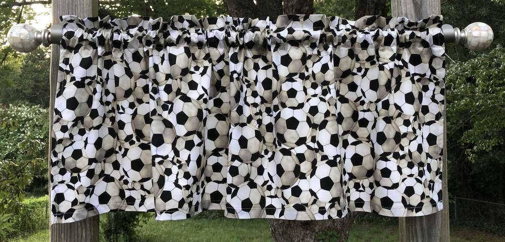 Soccer Balls Teen Boy Girl PE Sports Handcrafted Nursery Bedroom Kids Curtain Valance