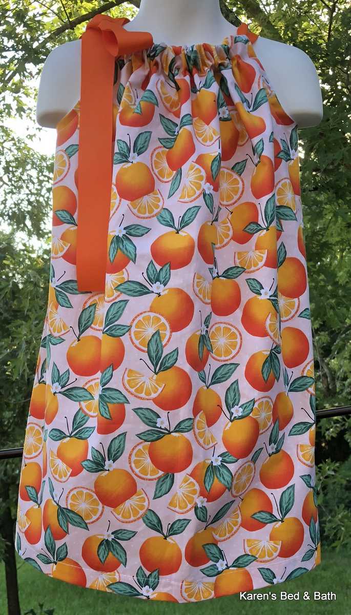 Pillowcase Dress with Oranges Fruit Orange Dress Toddler Baby Girl Sunny Oranges Sundress Pillowcase Party Dress