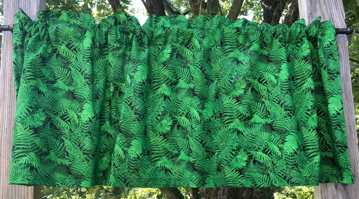 Green Fern Plant Leaf Leaves Botanical Nature Forest Handcrafted Cotton Valance
