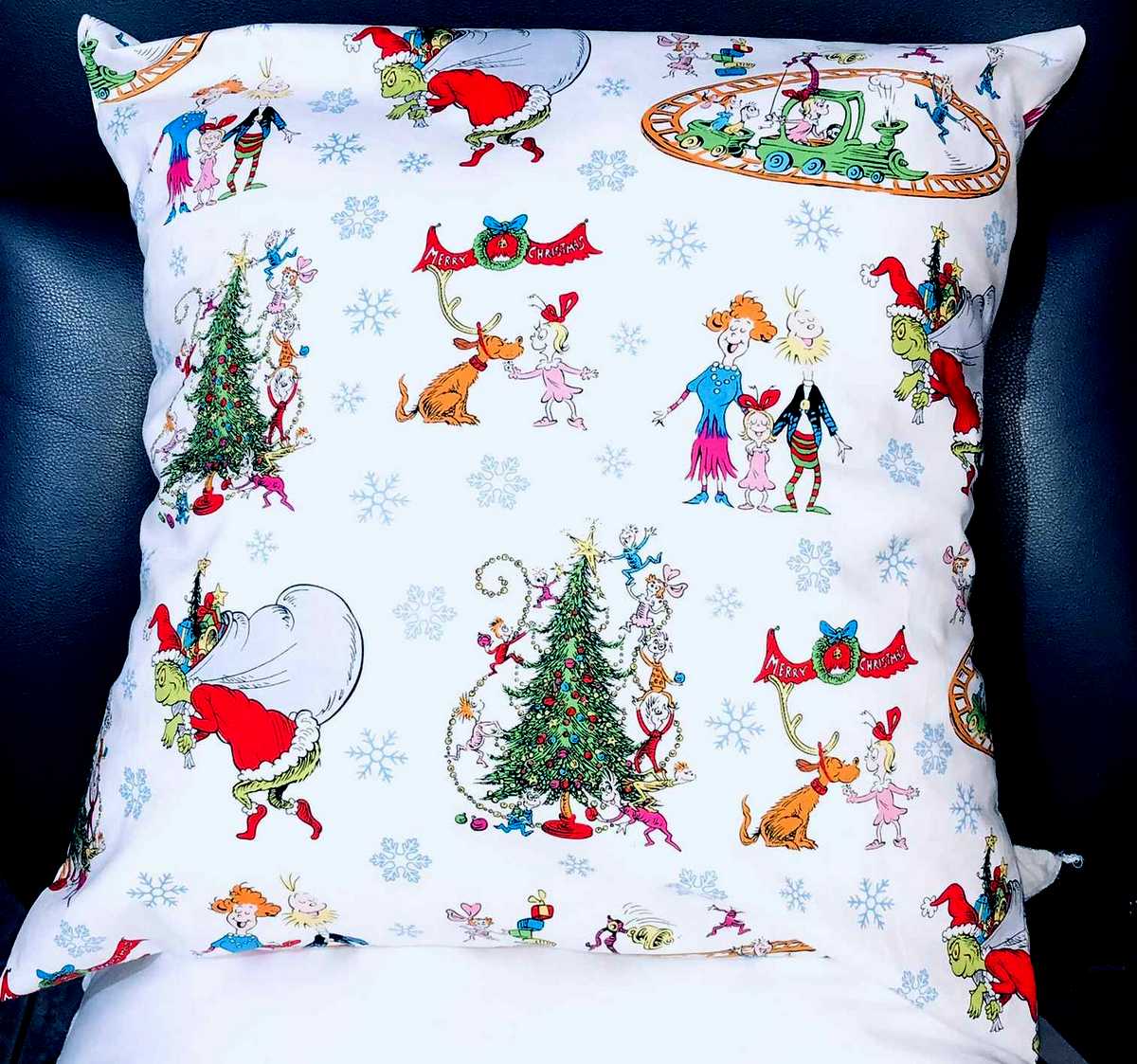 Christmas Grinch Family Handcrafted Xmas Holiday Pillow Cover