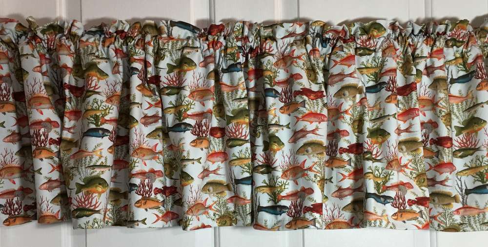 Tropical Fish Handcrafted Custom Sewn Curtain Valance NEW