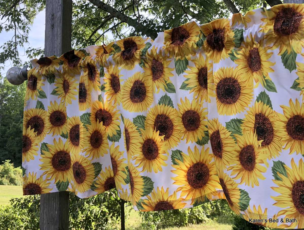 Sunflower Valance Autumn Fall Floral Beauty Yellow Flowers Curtain Valance